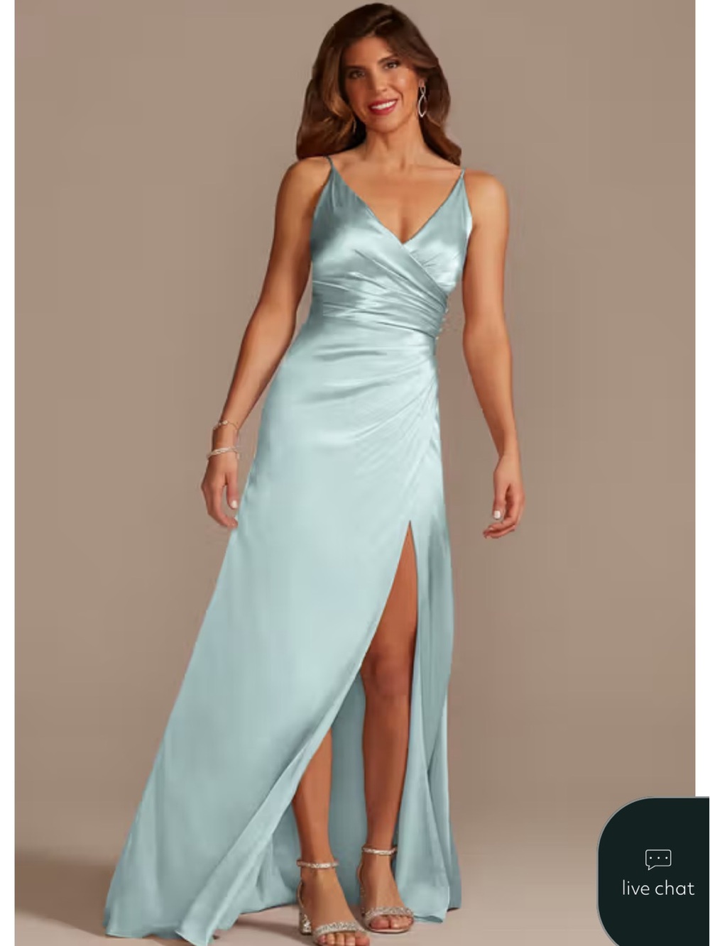 Charmeuse Draped V-Neck Wedding Gown in Light Blue